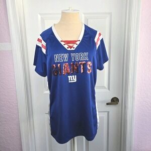 New York Giants NFL Team Apparel Jersey‎ Womens Size XL Blue Red Sequin Football